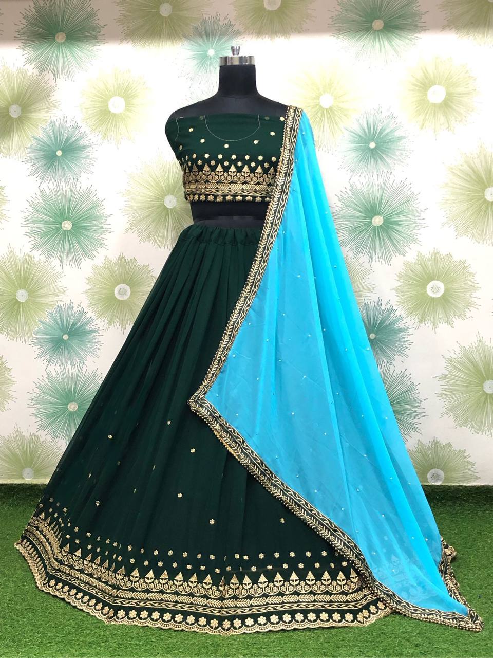 Blue Color Embroidery Lehenga Choli For Women