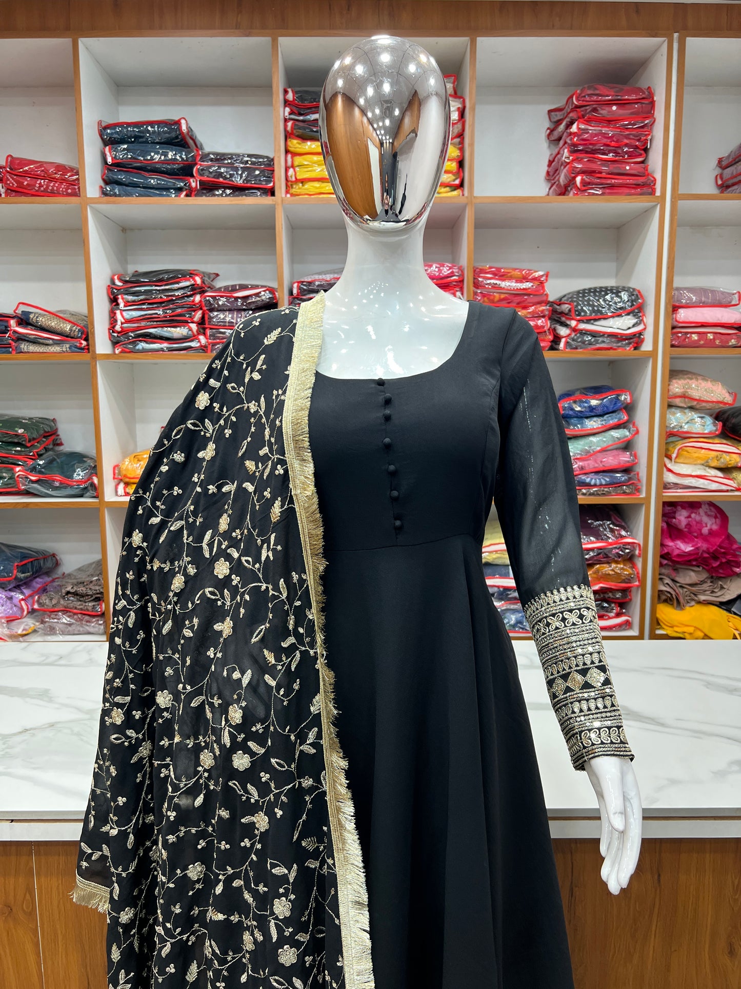 Georgette Latest Stitched Gown With Dupatta set