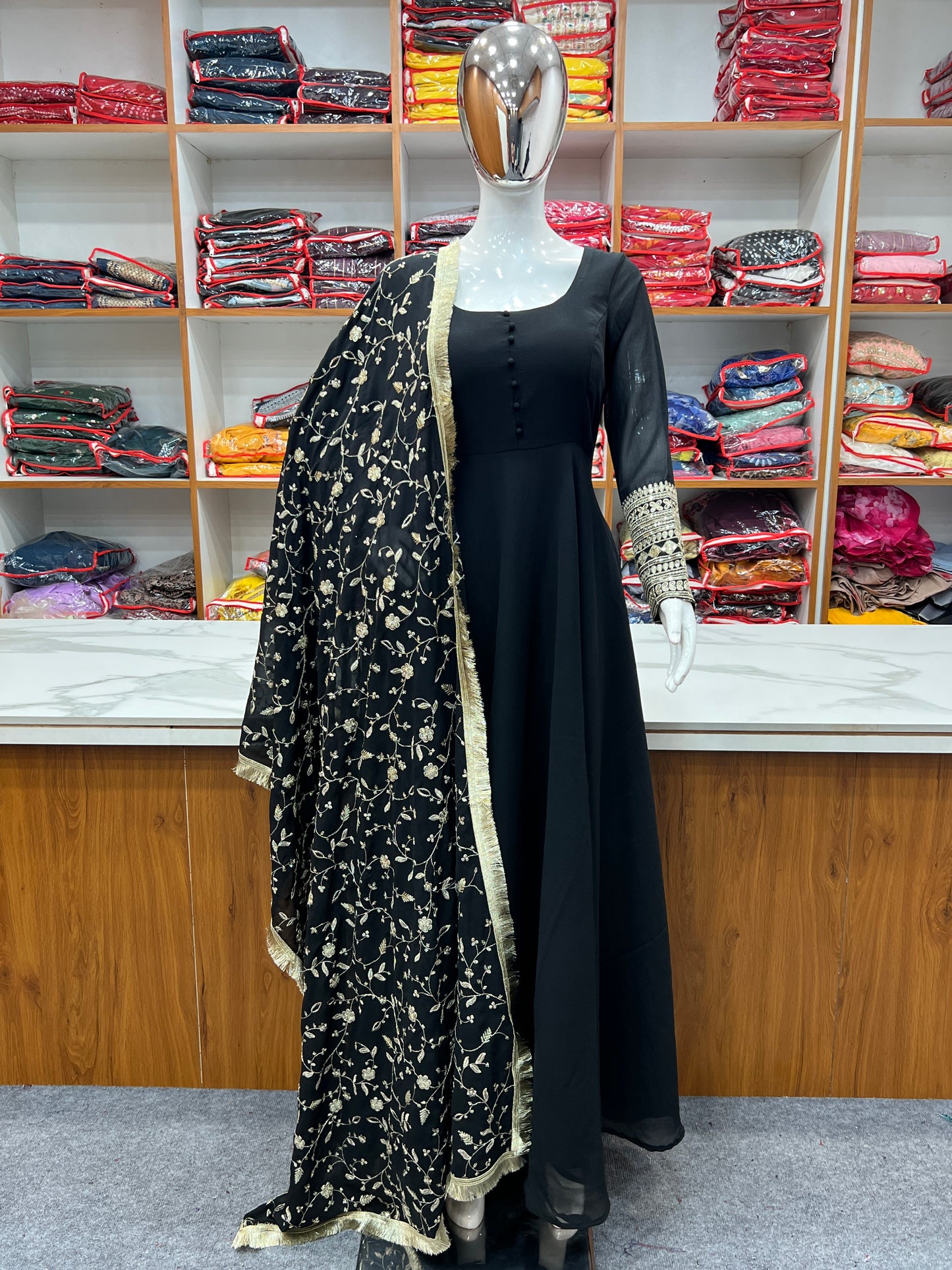 Georgette Latest Stitched Gown With Dupatta set