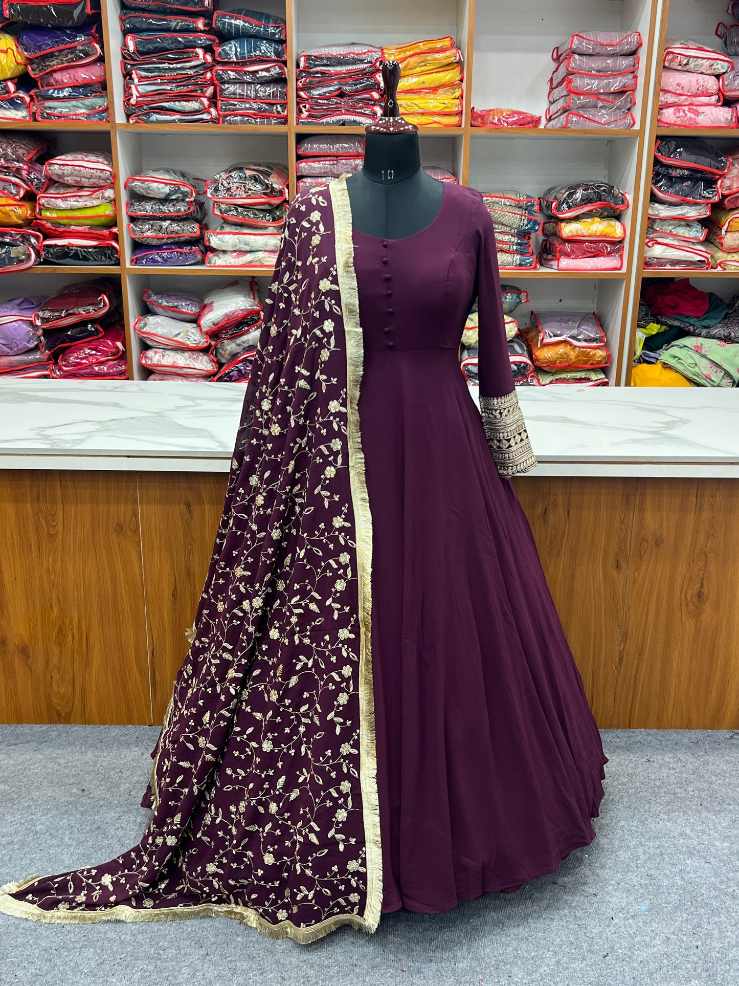 Georgette Latest Stitched Gown With Dupatta set