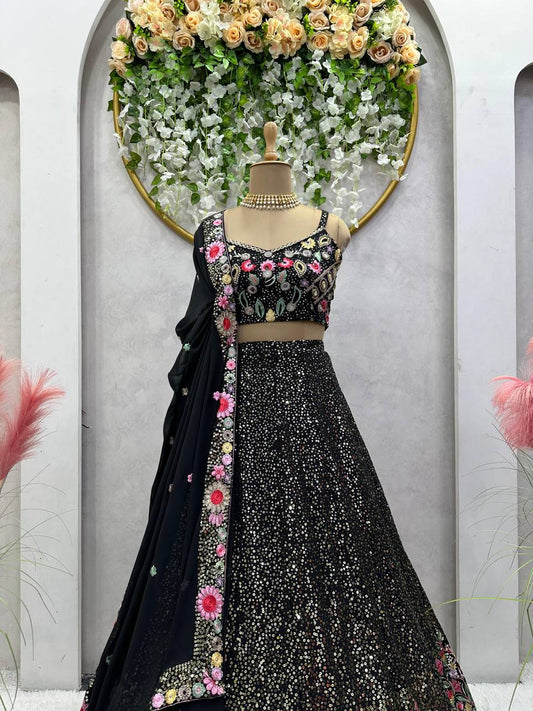 Black Party Wear Lehenga Choli For Women