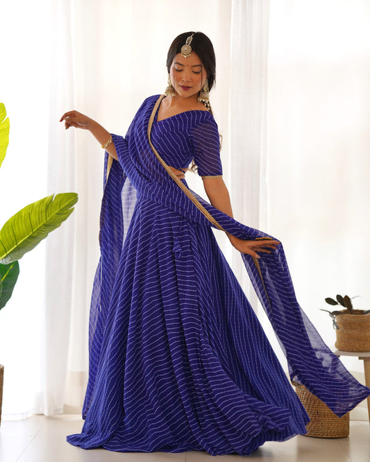 Blue Georgette Designer Lehenga Choli For Women