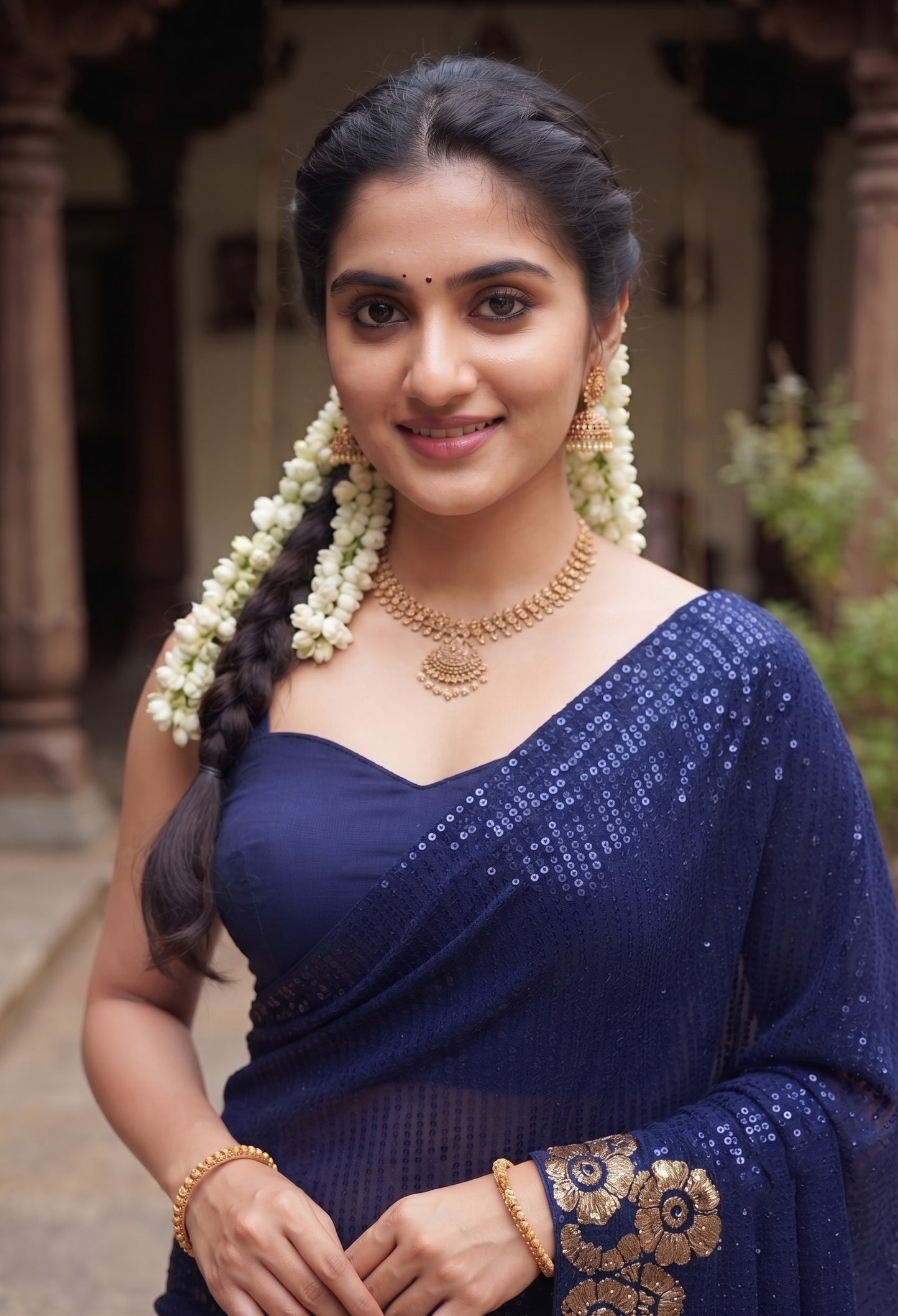 Heavy 60 Gram Georgette Sequins Work Saree