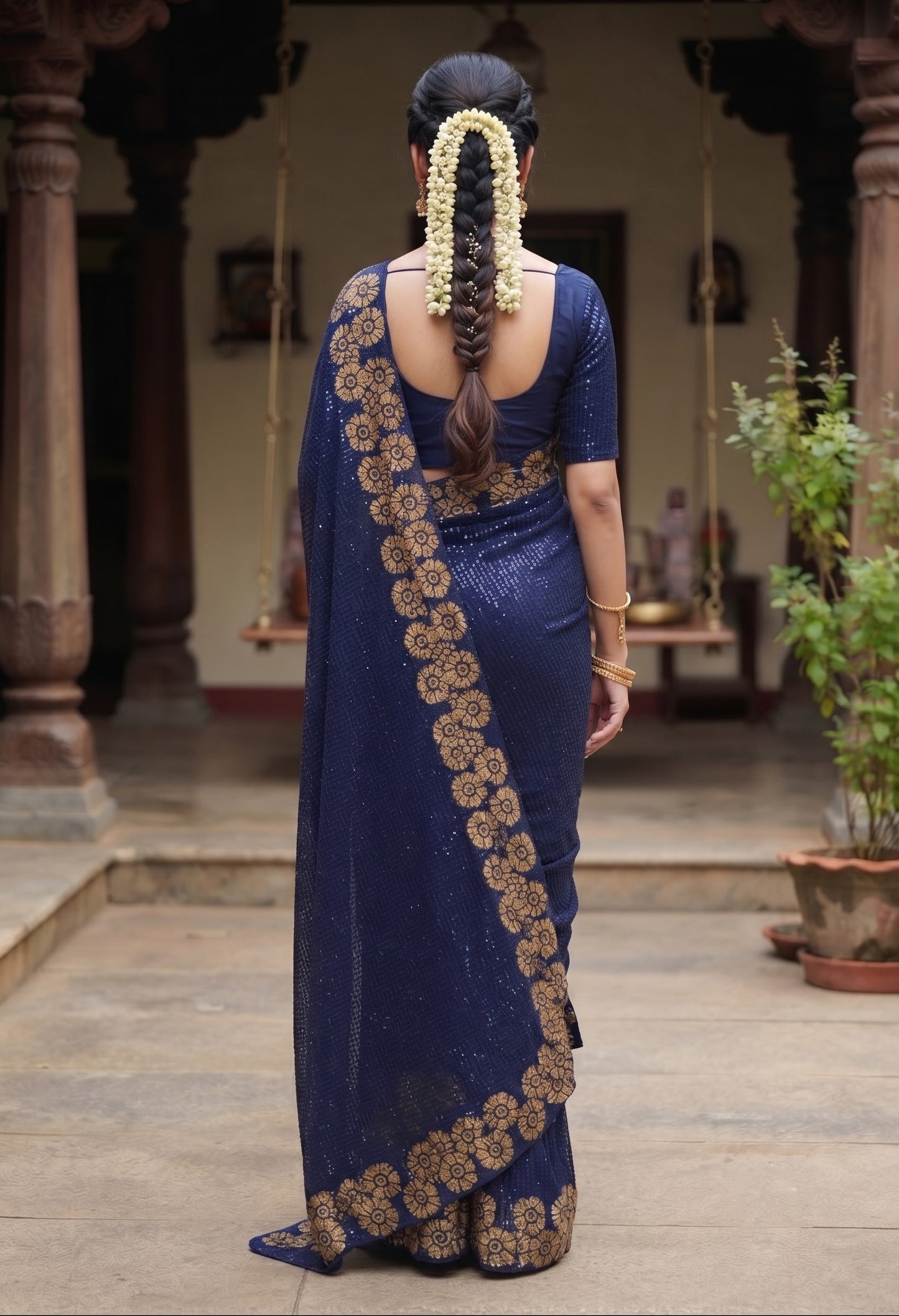 Heavy 60 Gram Georgette Sequins Work Saree