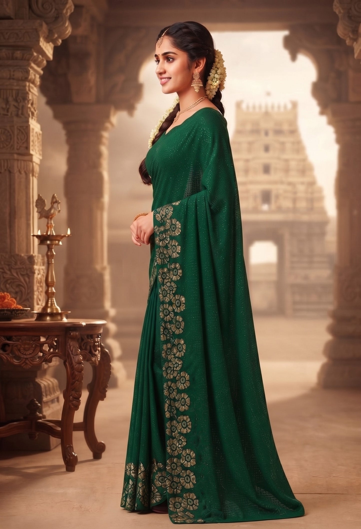 Heavy 60 Gram Georgette Sequins Work Saree