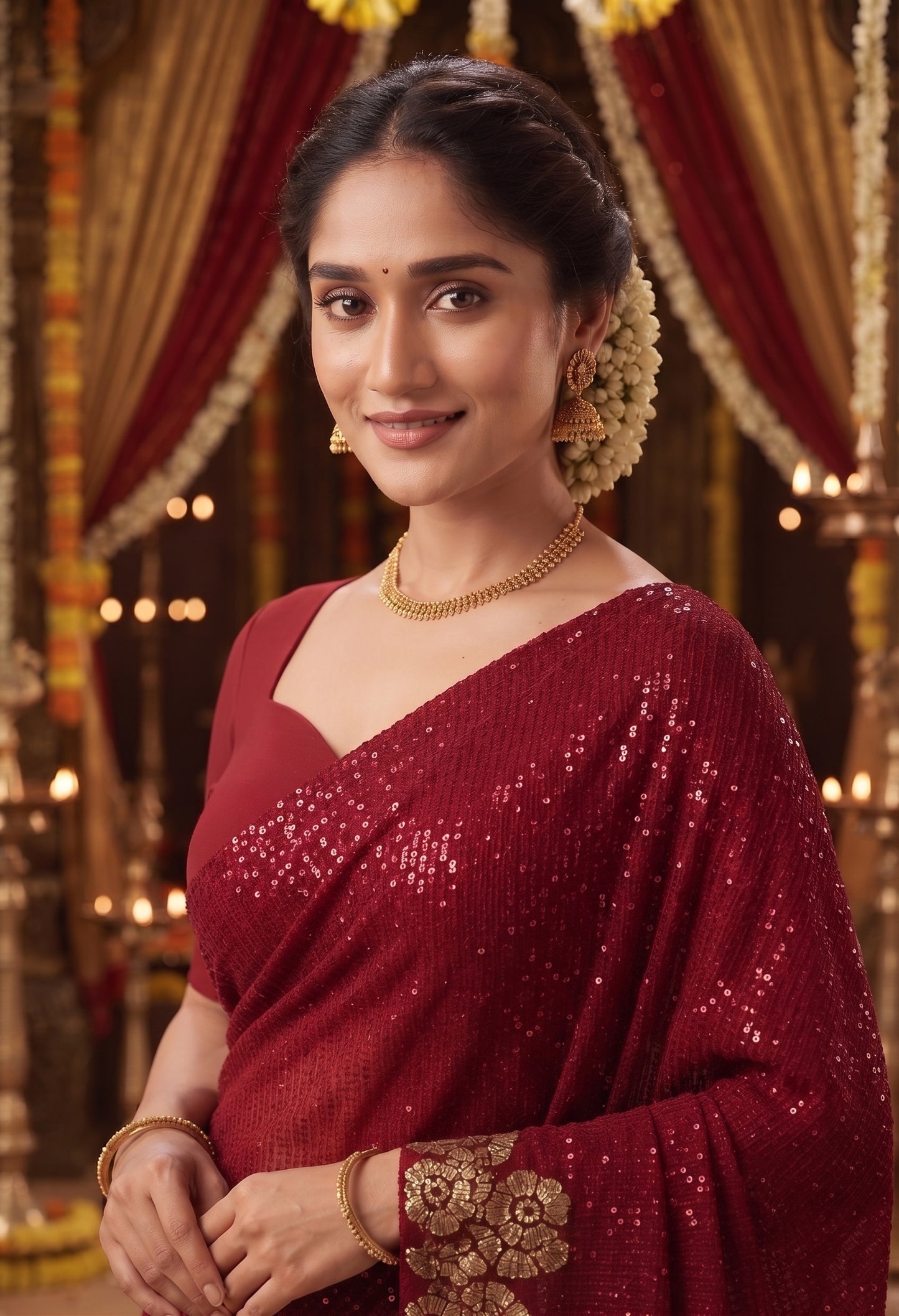Heavy 60 Gram Georgette Sequins Work Saree