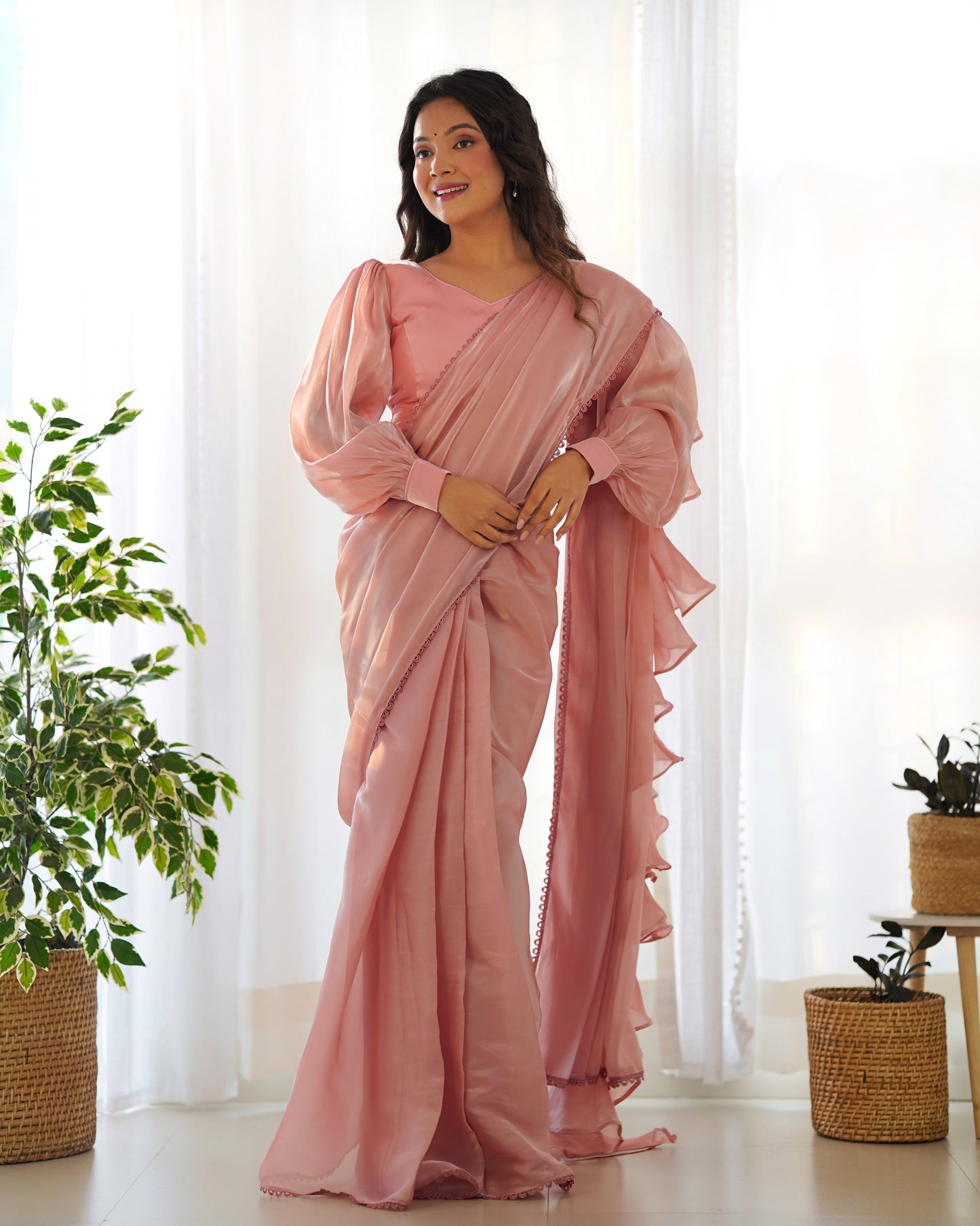 Ready To Wear Jimmy Chu Saree with Full Stitched Blouse