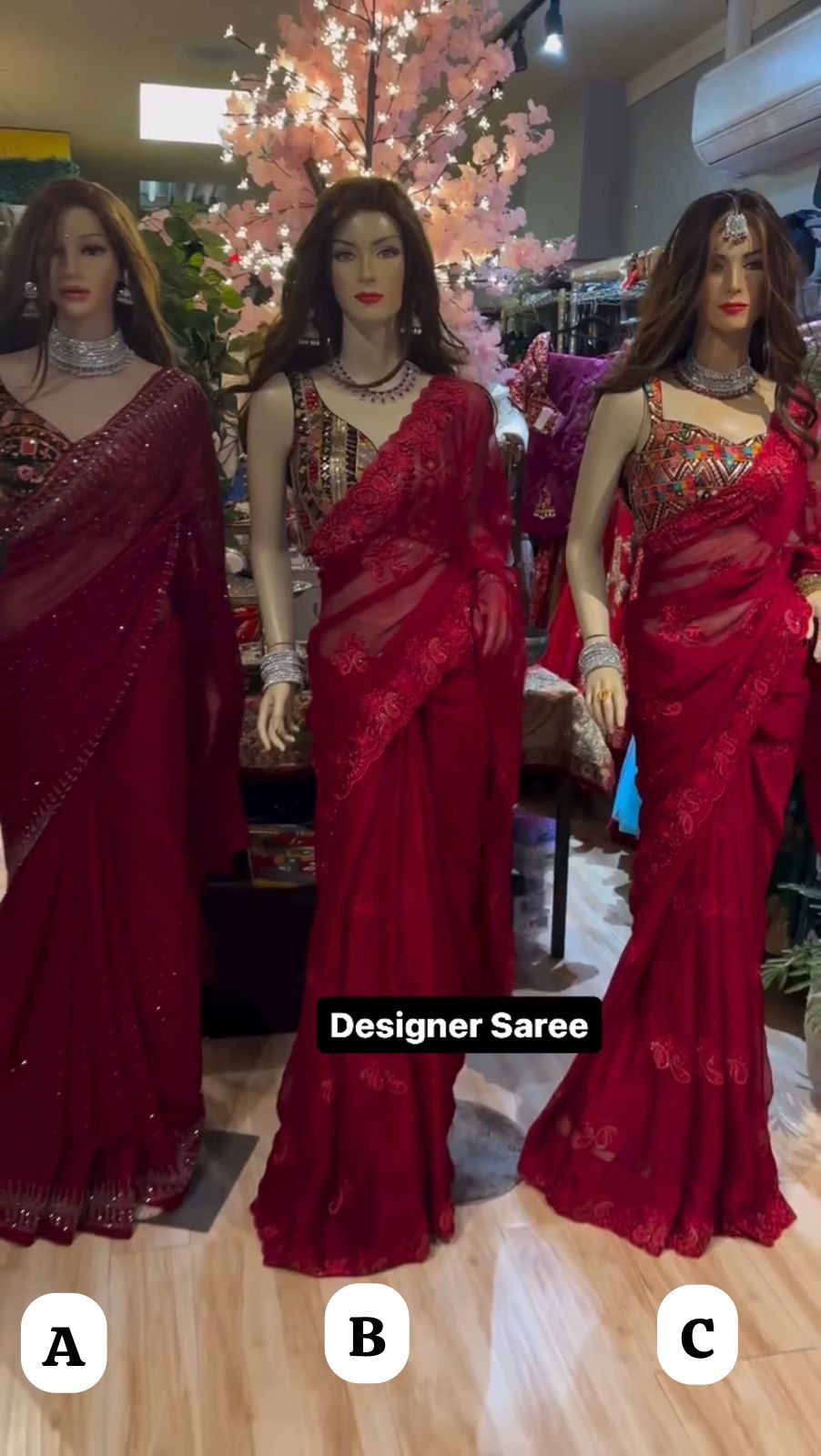 Red Georgette Designer Saree with blouse