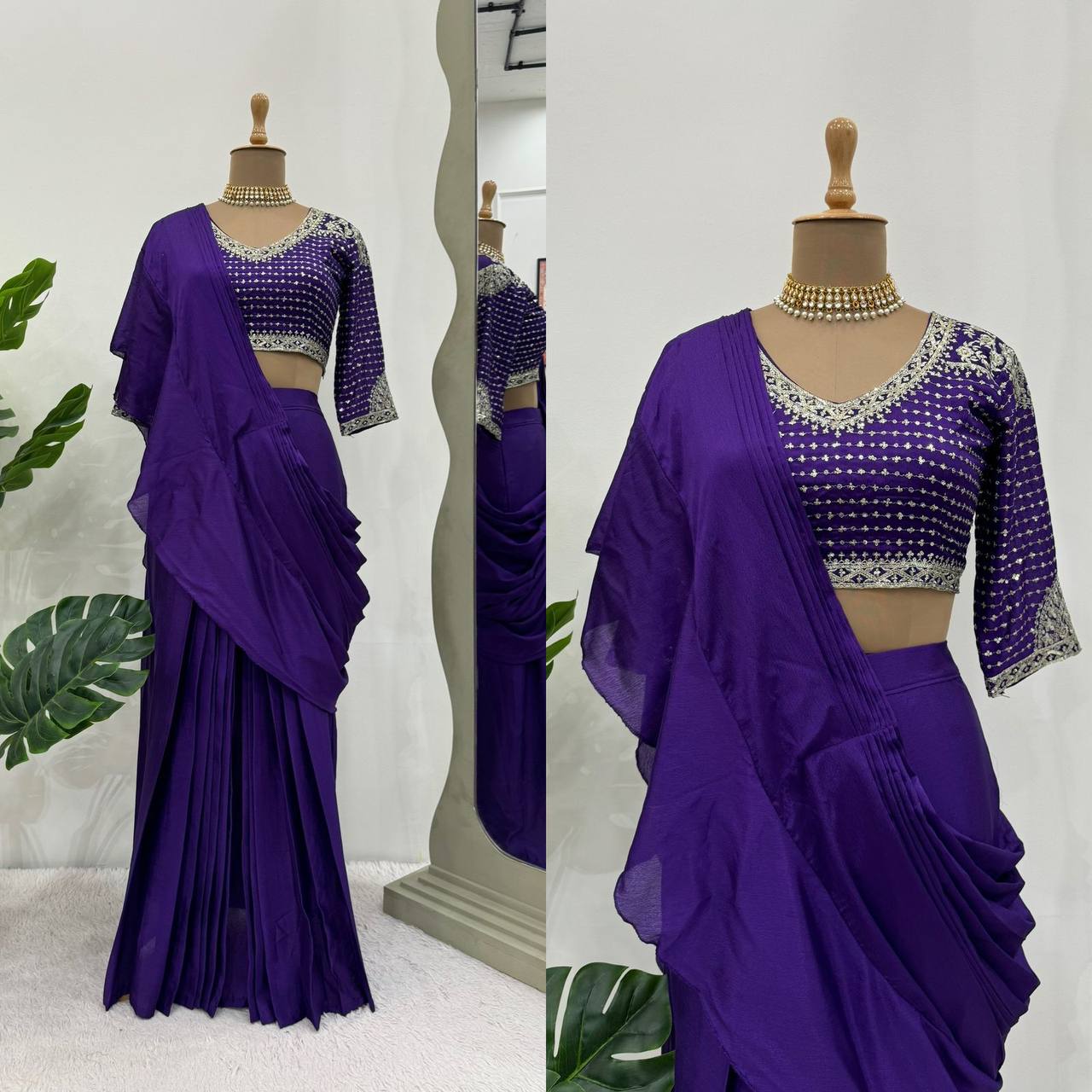 Latest Designer Ready to Wear Saree with Stitched Blouse