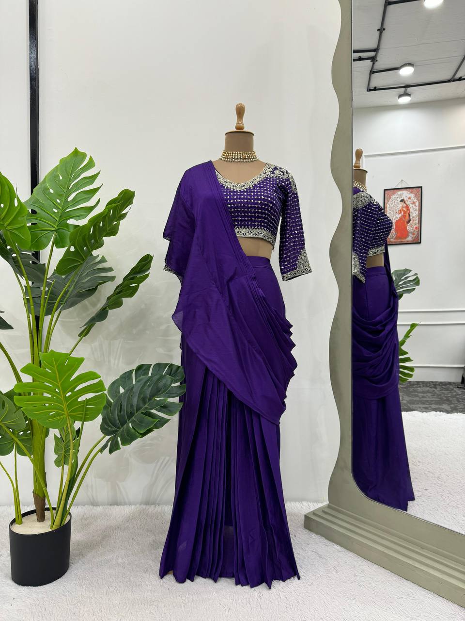 Latest Designer Ready to Wear Saree with Stitched Blouse