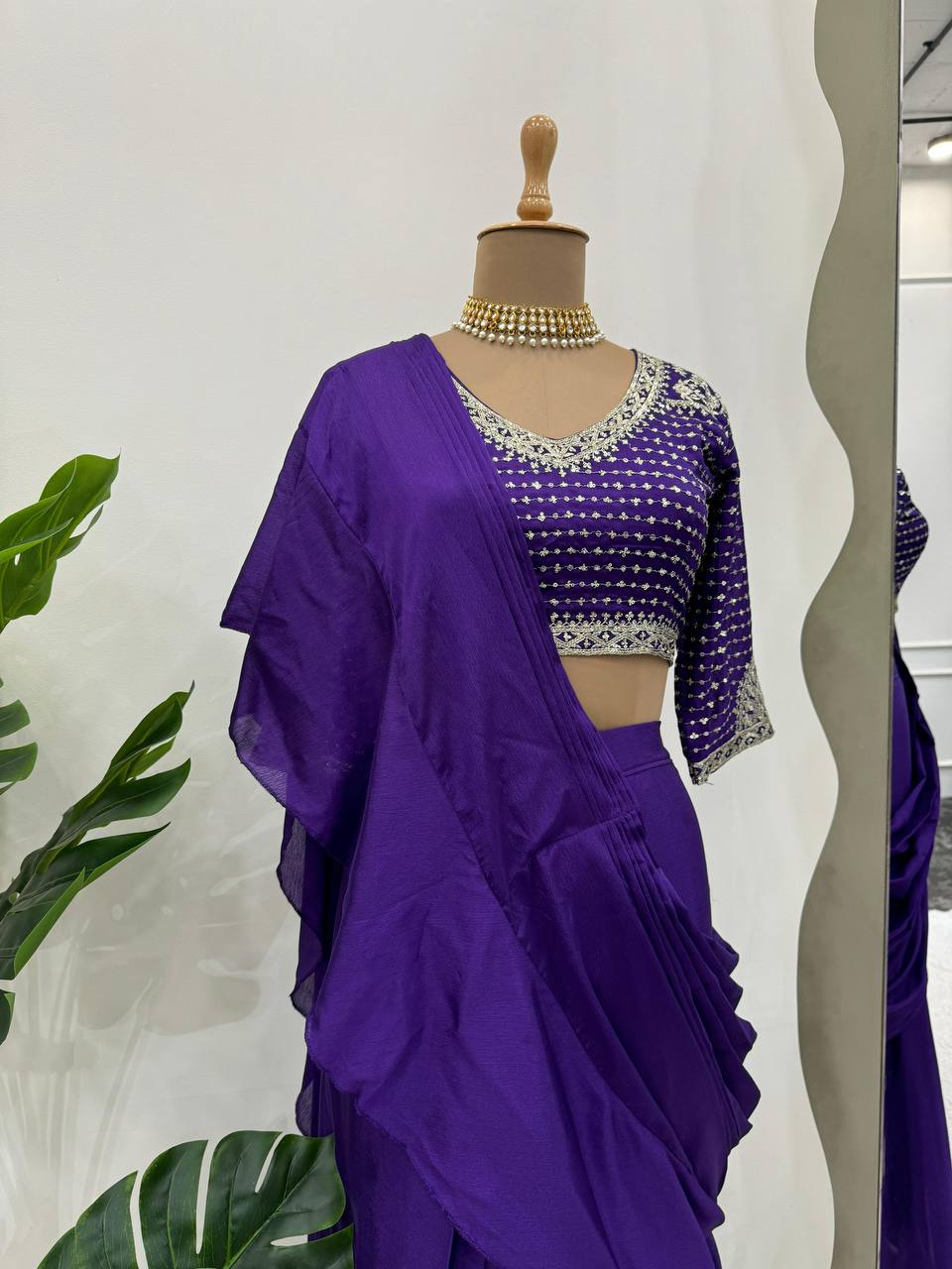 Latest Designer Ready to Wear Saree with Stitched Blouse