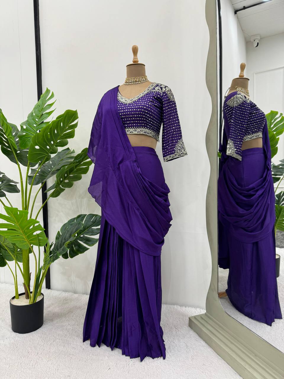 Latest Designer Ready to Wear Saree with Stitched Blouse