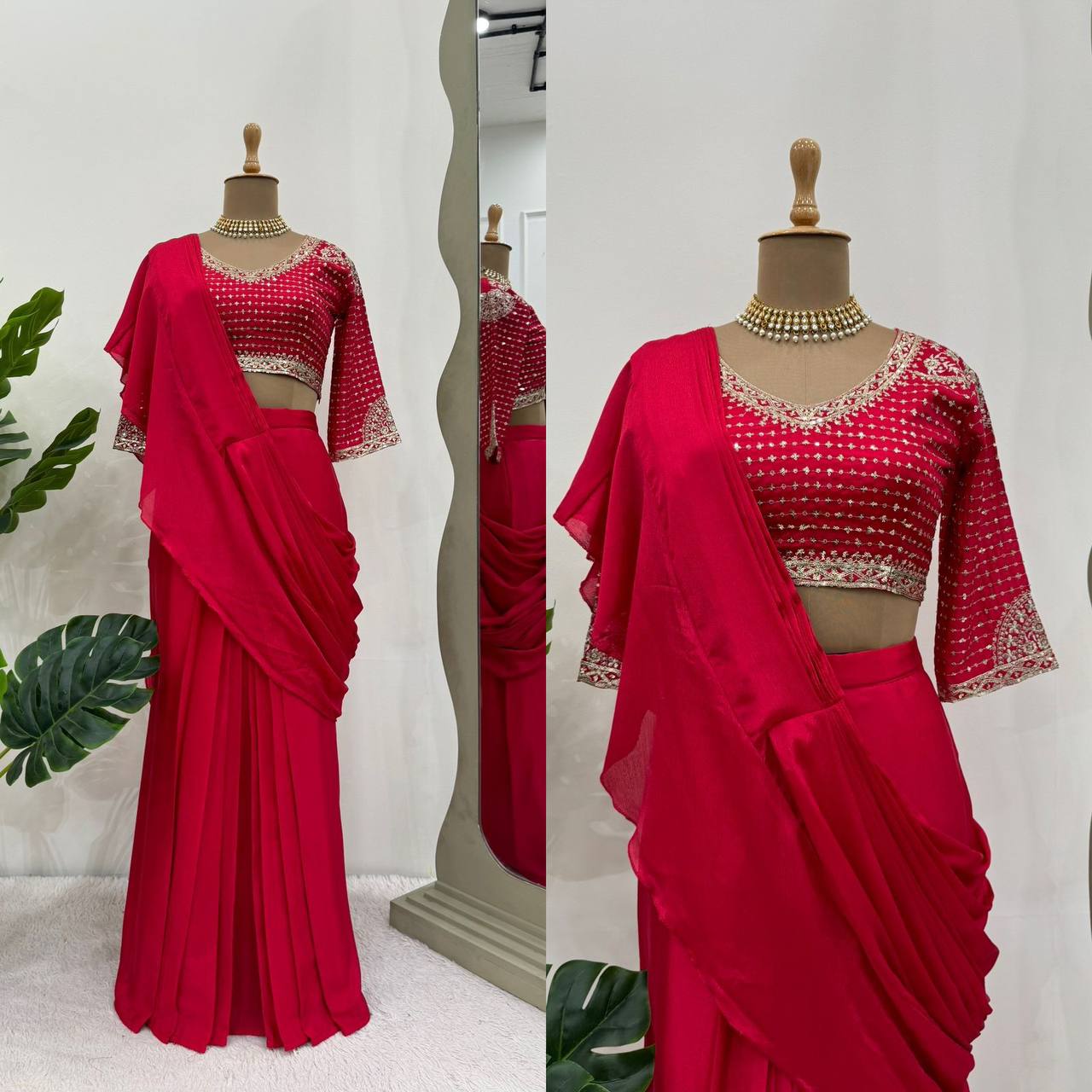 Latest Designer Ready to Wear Saree with Stitched Blouse