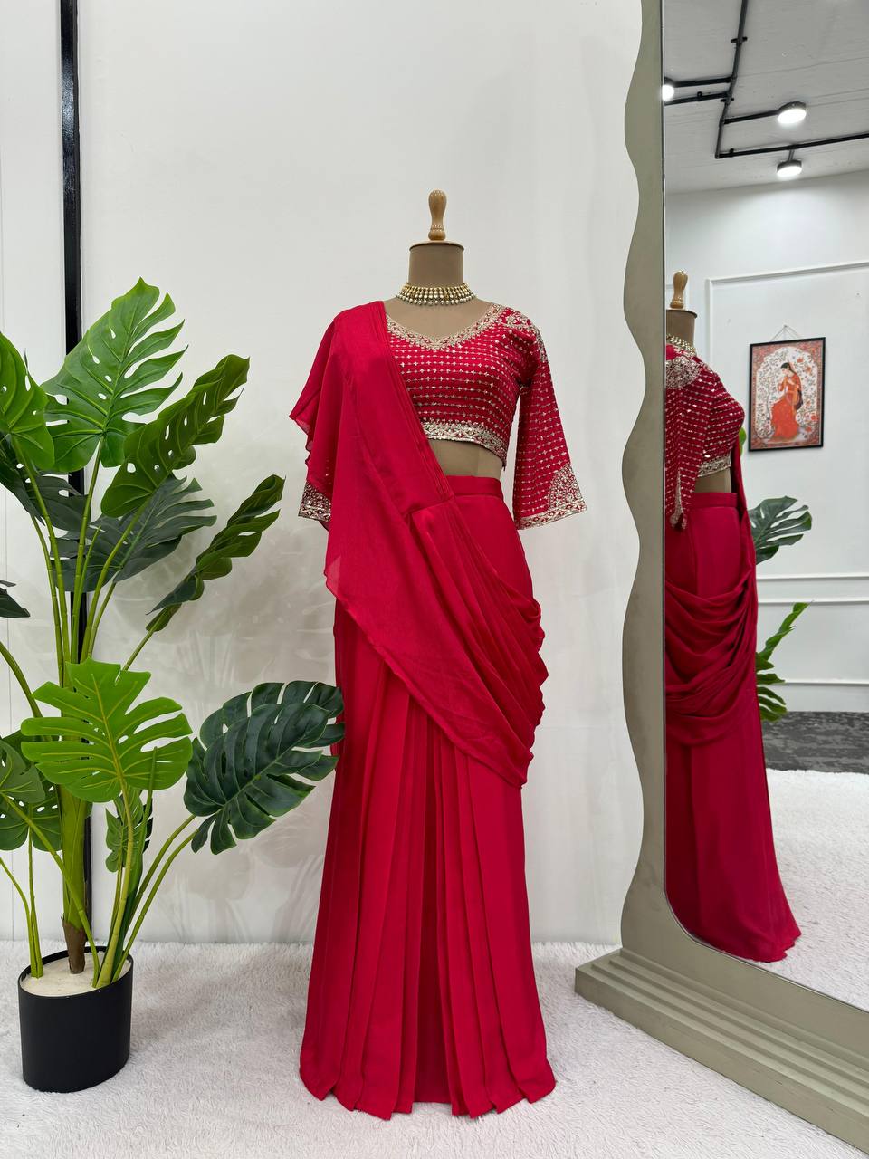 Latest Designer Ready to Wear Saree with Stitched Blouse