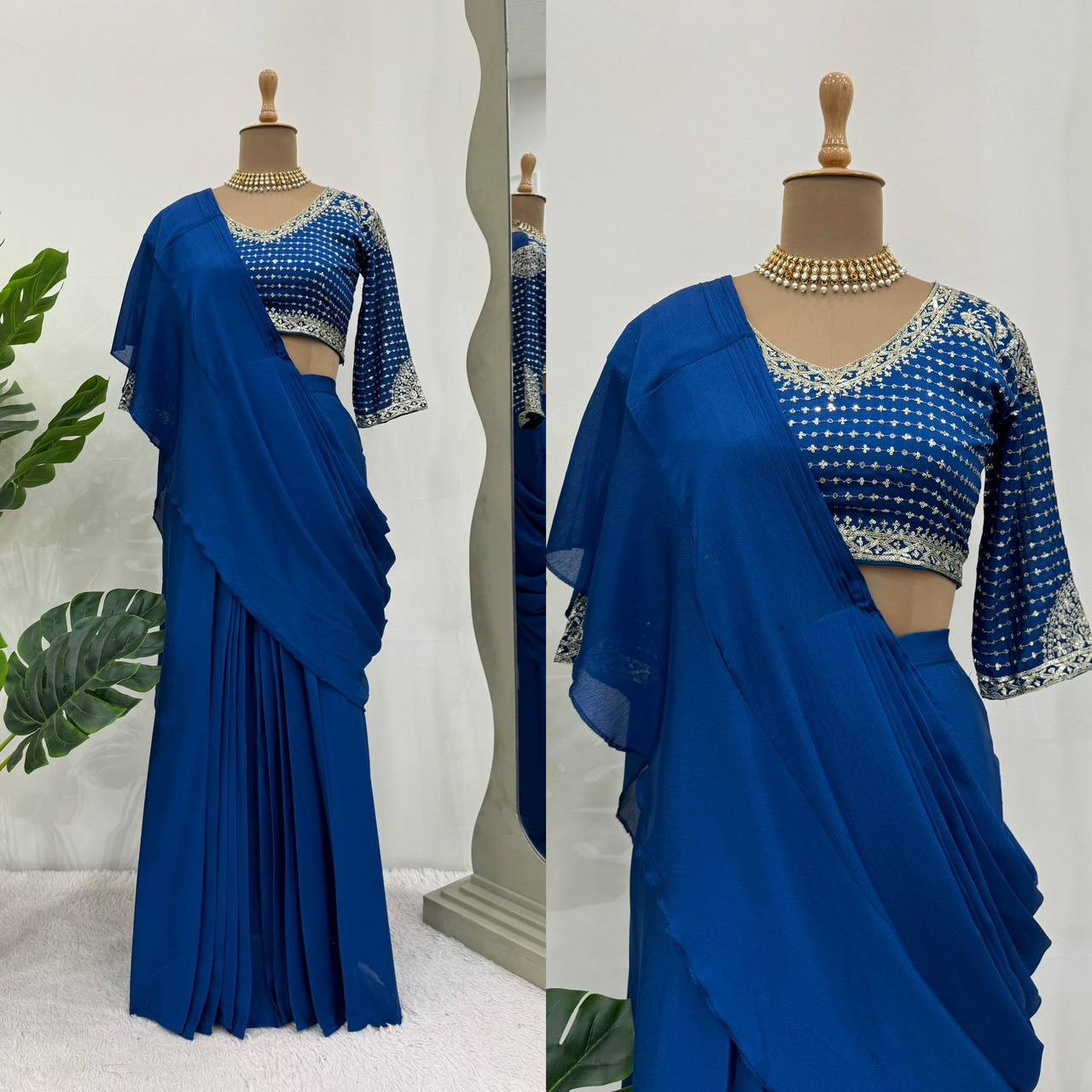 Latest Designer Ready to Wear Saree with Stitched Blouse