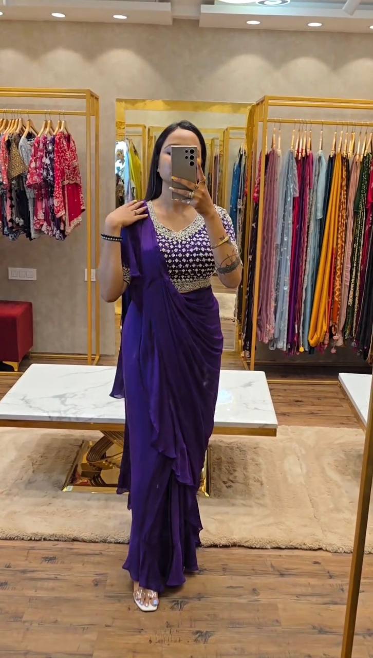 Latest Designer Ready to Wear Saree with Stitched Blouse