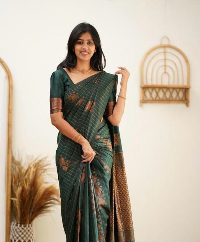 Latest Jacquard Work On All Over The Saree