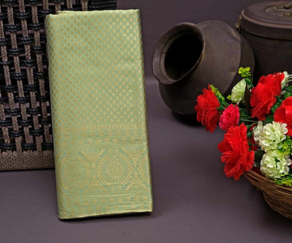 Lichi Silk Light green color saree with blouse