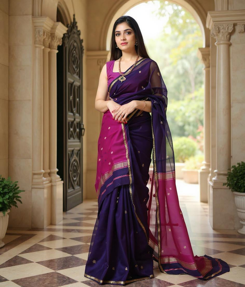 Cotton lilan Woven Design Saree For Women