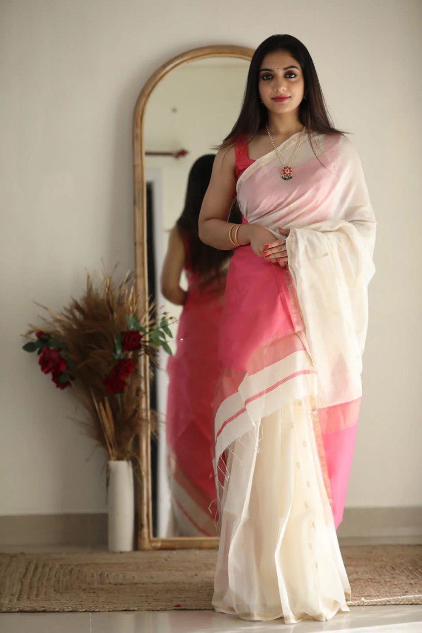 Soft Slub Cotton Saree With Blouse