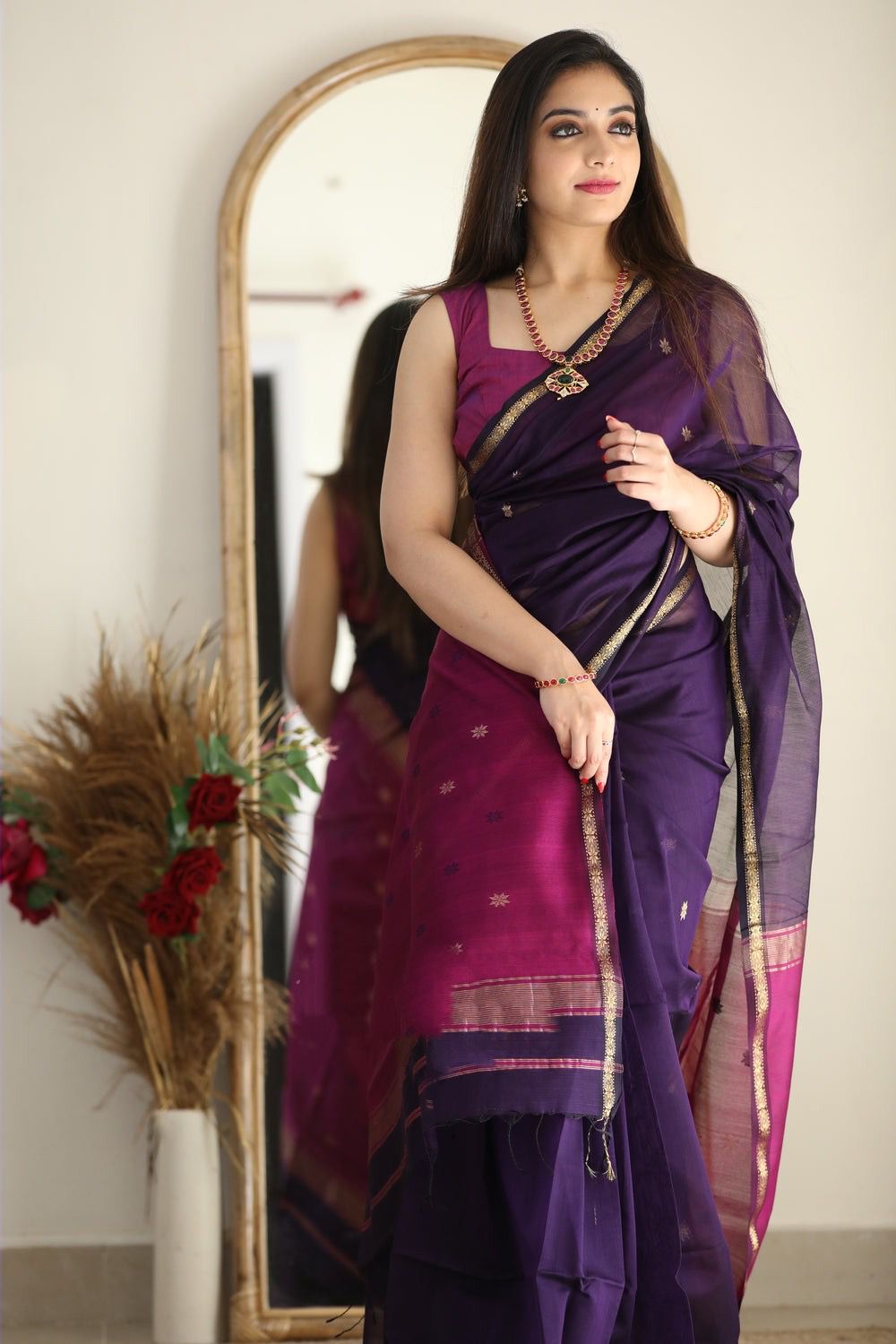 Soft Slub Cotton Saree With Blouse