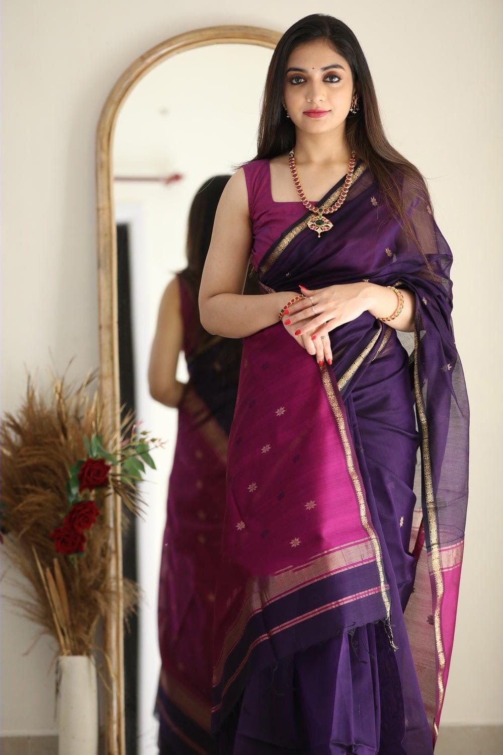 Soft Slub Cotton Saree With Blouse