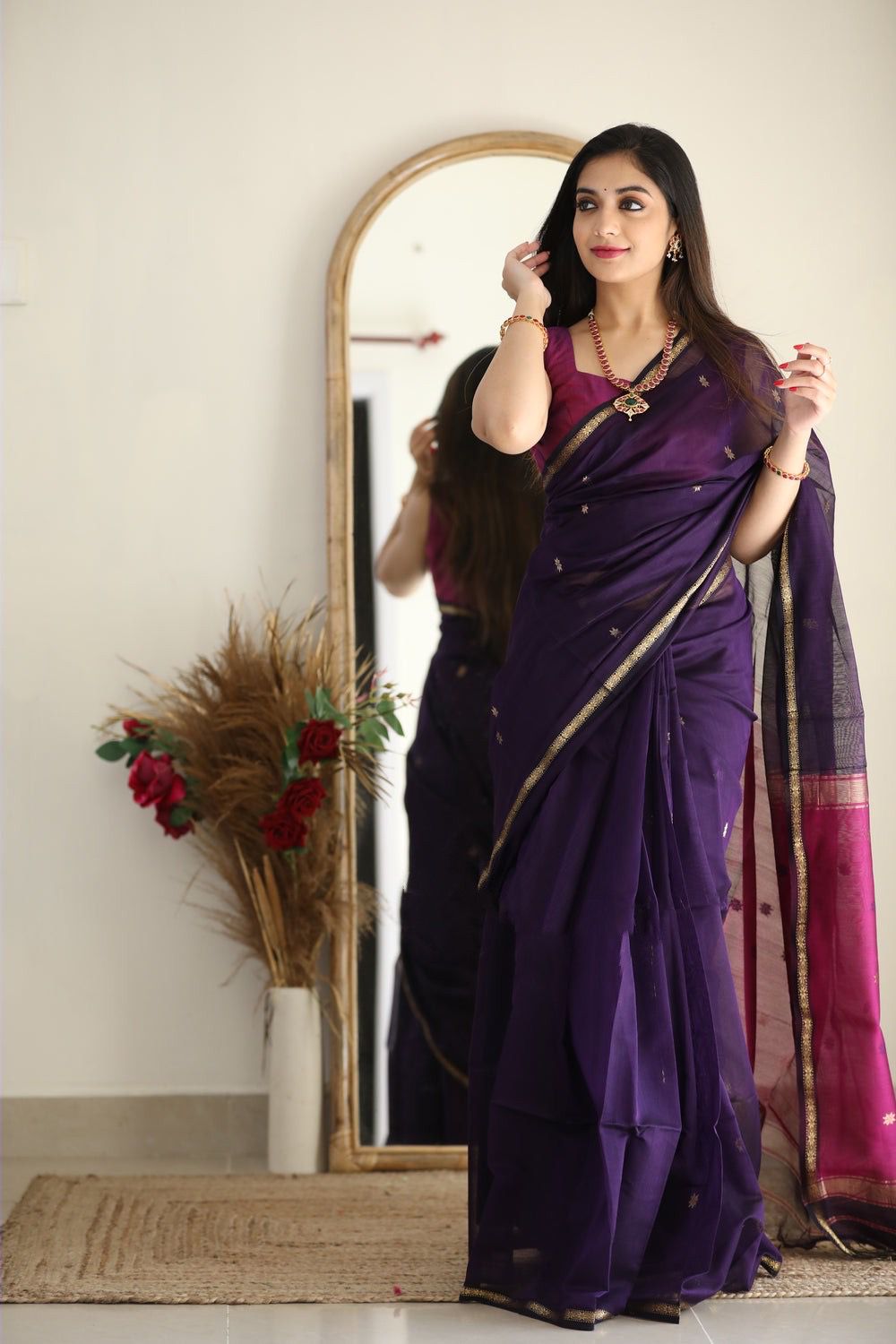 Soft Slub Cotton Saree With Blouse