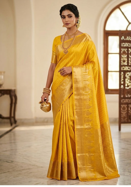 Soft Lichi Silk Saree Jacquard Work