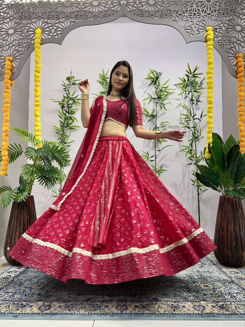 Designer Embroidered Sequence Work Georgette Ready Made Lehenga Choli