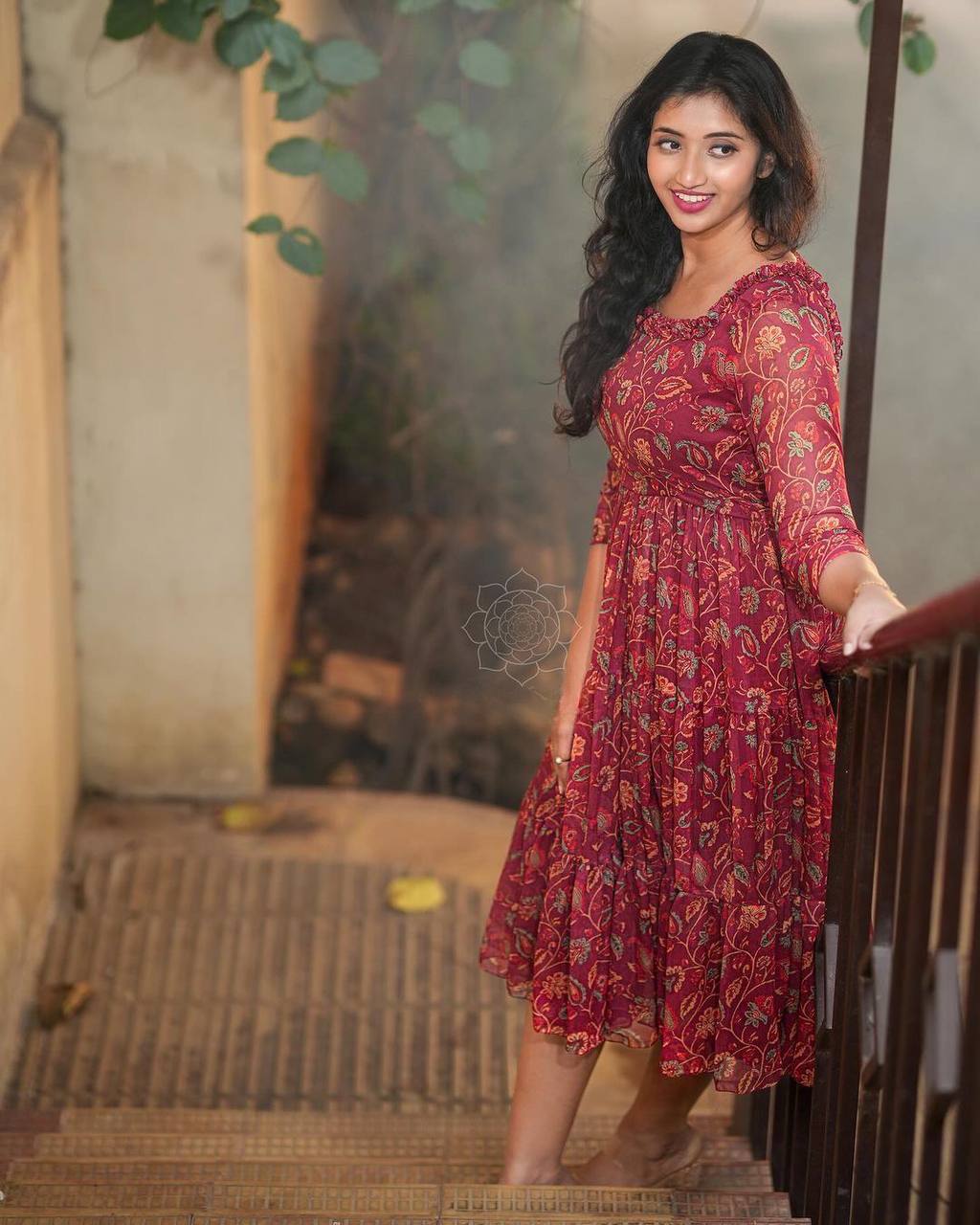 Latest Maroon Color Printed Georgette Ready Made Gown