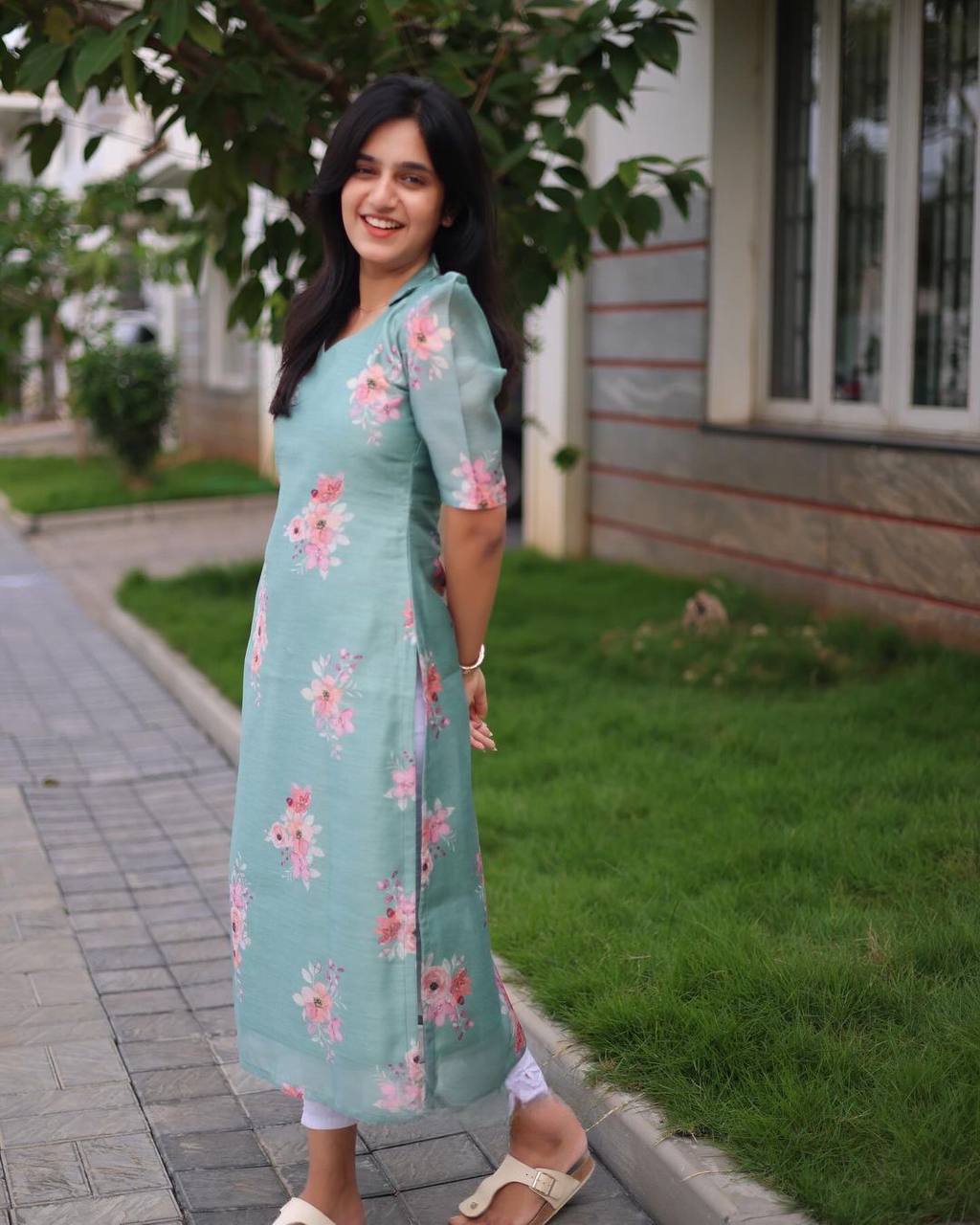 Wonderful Ready Made Organza Printed Kurti For Women