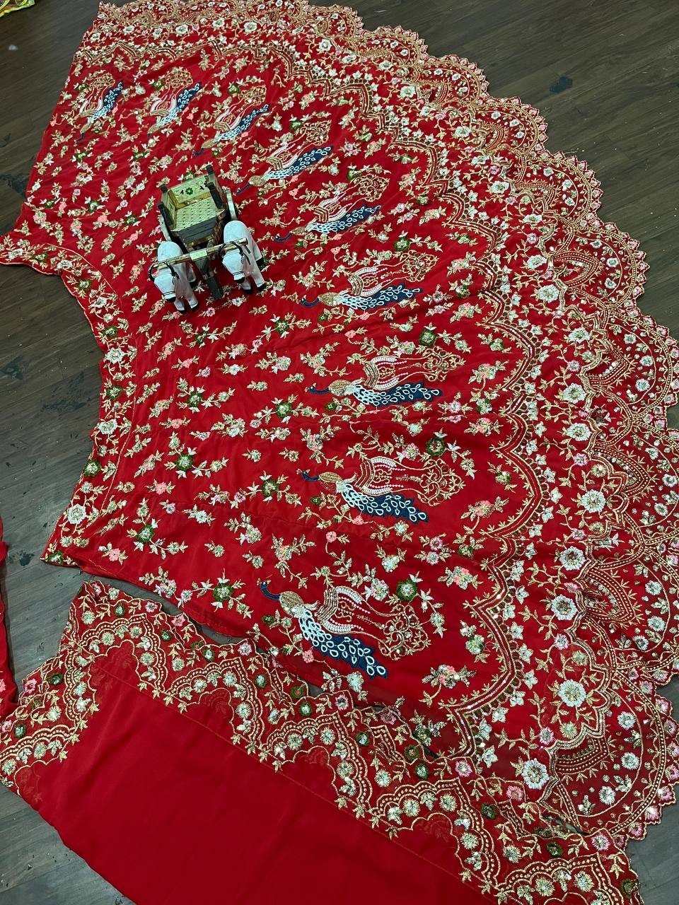 Wonderful Red Color Sequence Embroidered Work Georgette Lehenga Choli