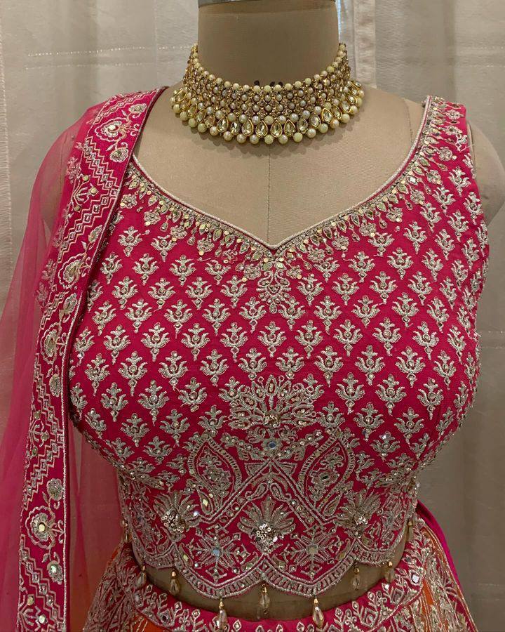 Pink Color Sequence Embroidered Work Georgette Lehenga Choli