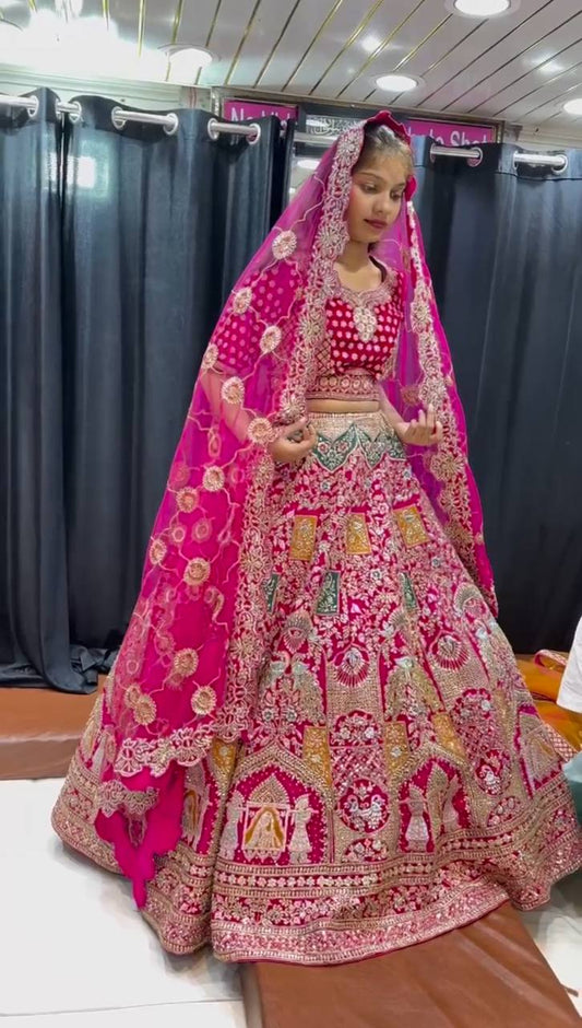 Pink Color 4 Meter Satin Silk Embroidered Sequence Work Lehenga Choli