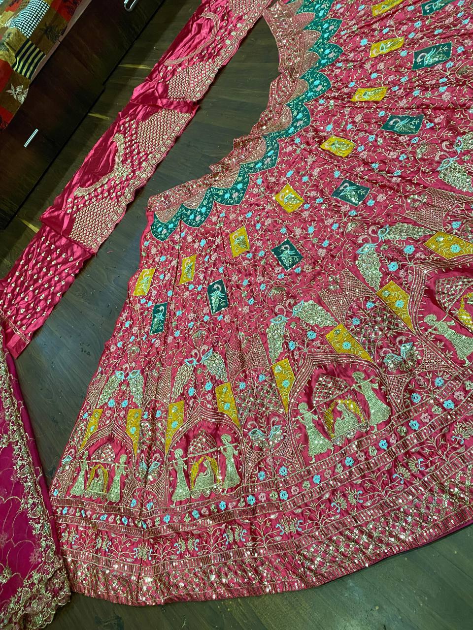 Pink Color 4 Meter Satin Silk Embroidered Sequence Work Lehenga Choli