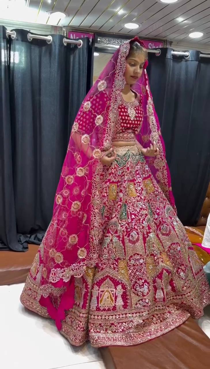 Pink Color 4 Meter Satin Silk Embroidered Sequence Work Lehenga Choli