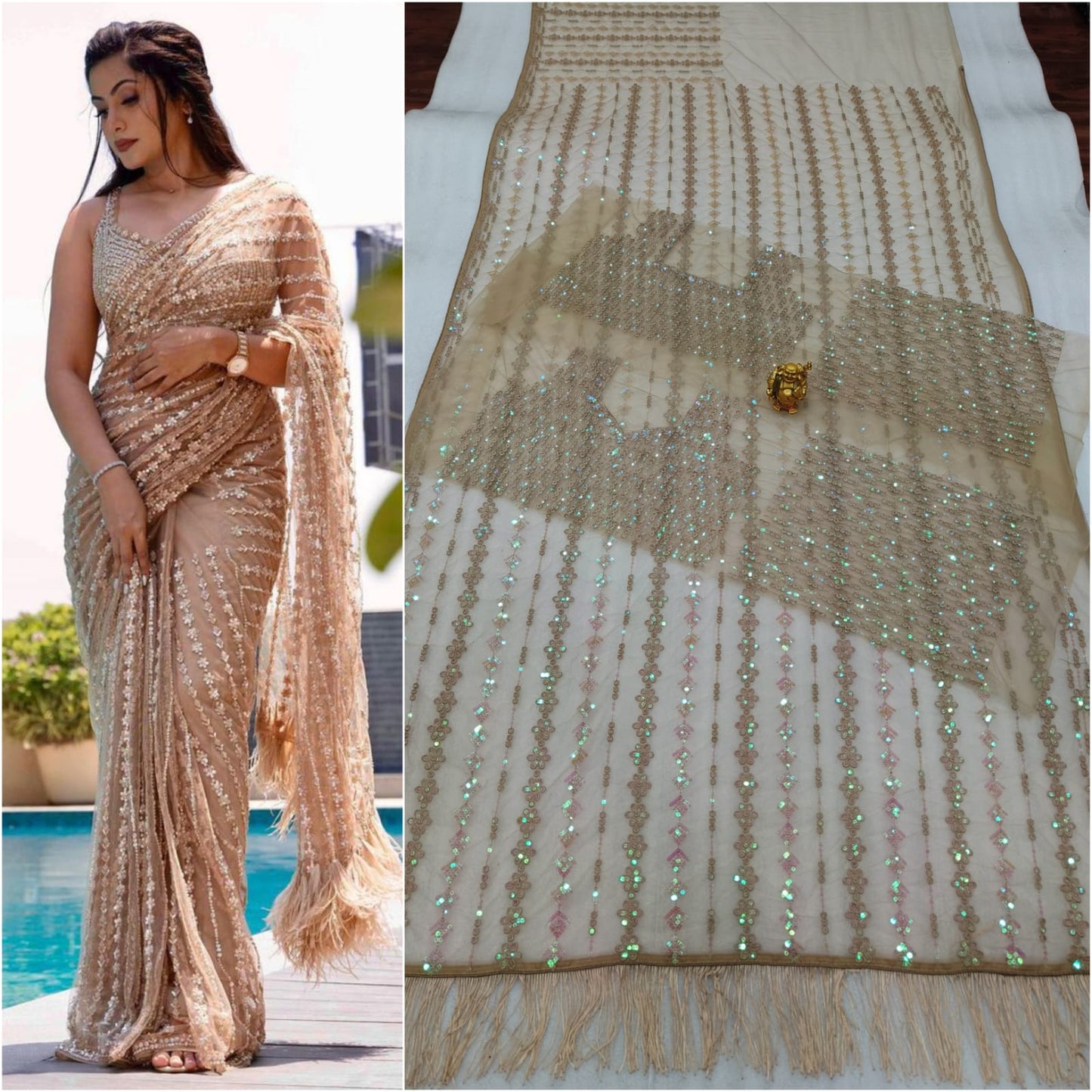 party wear Net Saree with Blouse