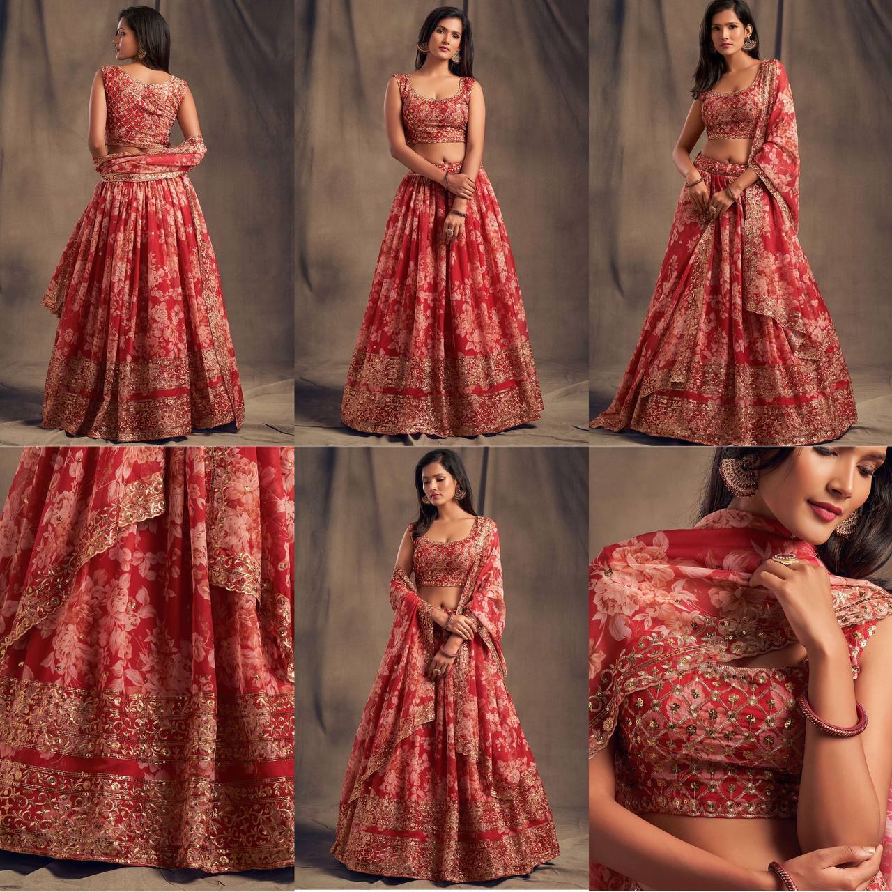 Latest Organza Sequence Embroidered Work Printed Lehenga Choli