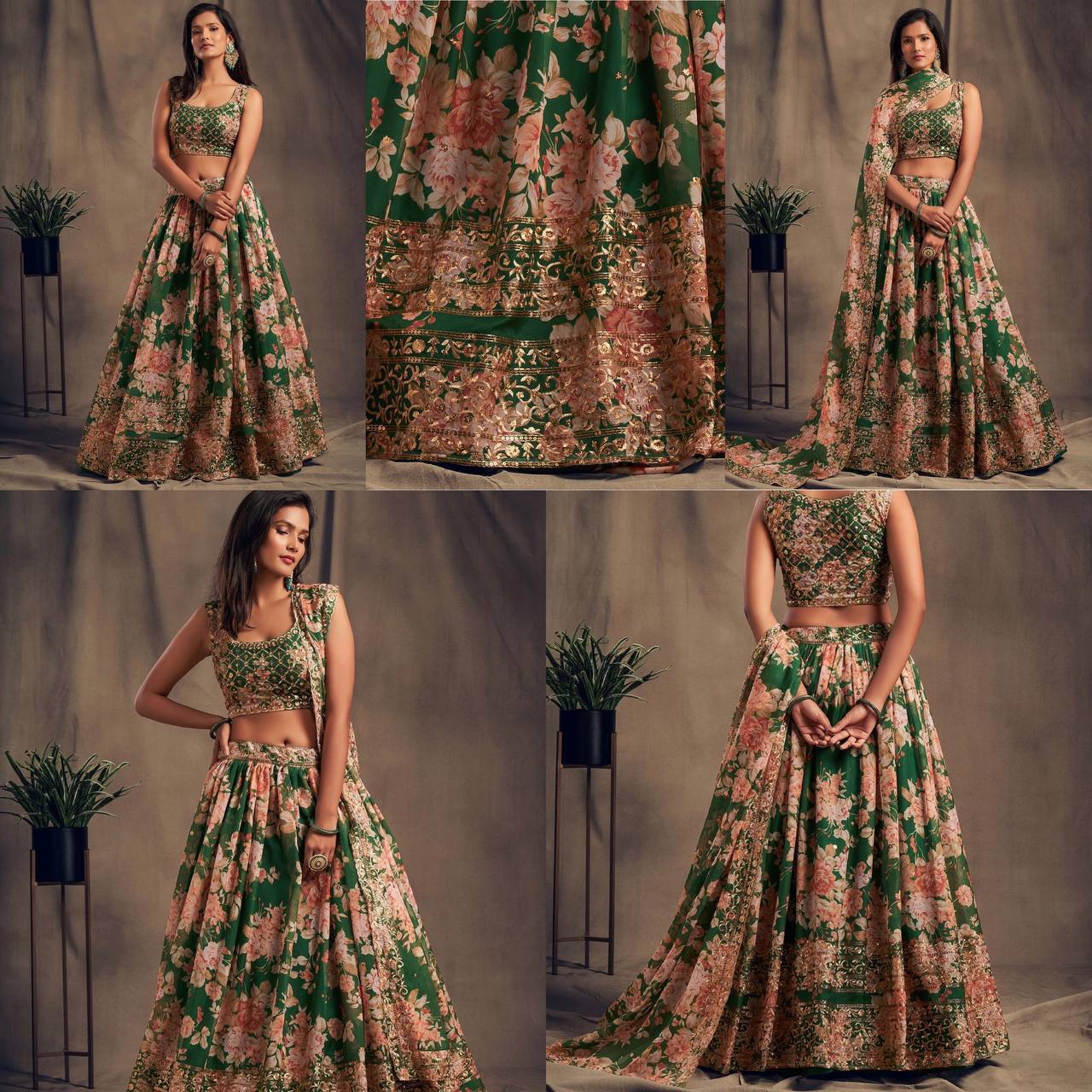 Latest Organza Sequence Embroidered Work Printed Lehenga Choli