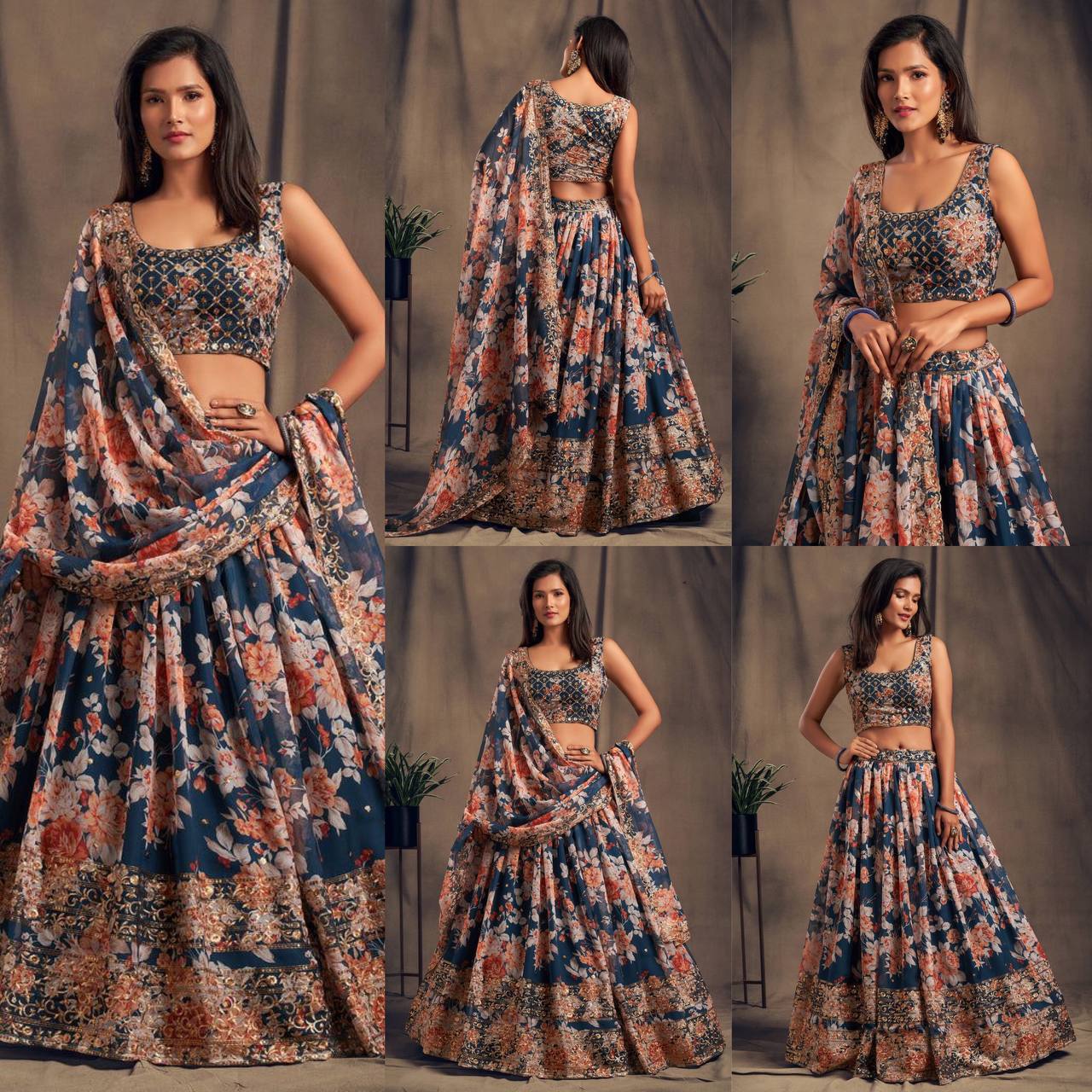 Latest Organza Sequence Embroidered Work Printed Lehenga Choli