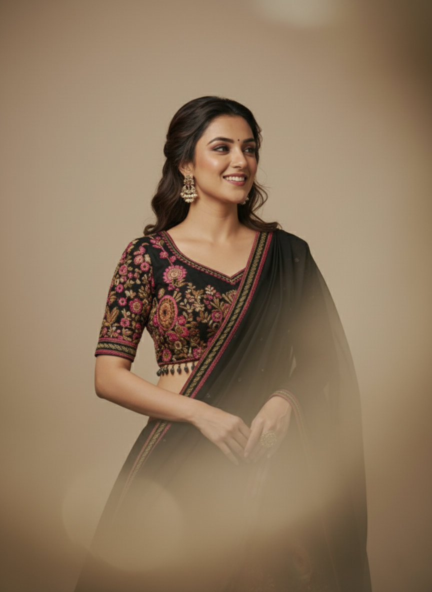 Black Color Georgette Embroidery Lehenga Choli