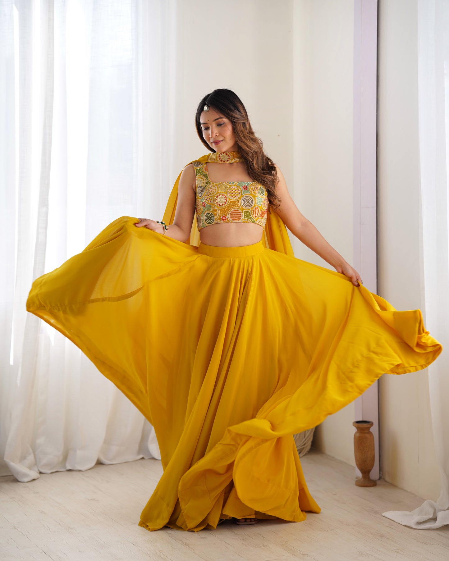 Ready To Wear Georgette Lehenga Choli with 8 Meter Flair