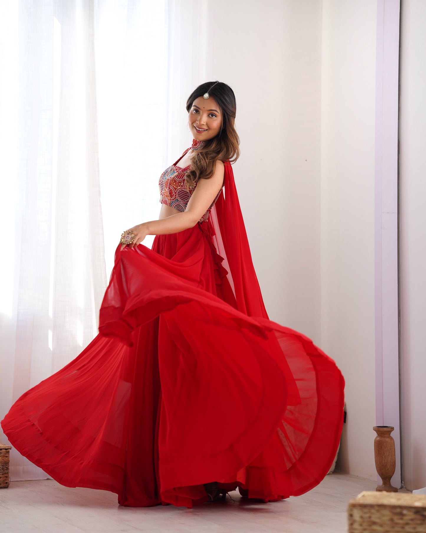 Ready To Wear Georgette Lehenga Choli with 8 Meter Flair