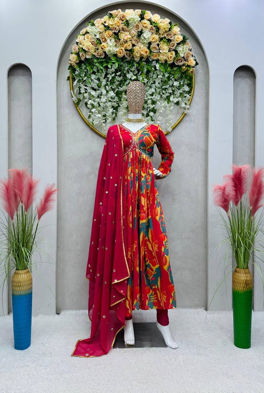 Winning Muslin Ready Made Hand Work Digital Printed Salwar Suit
