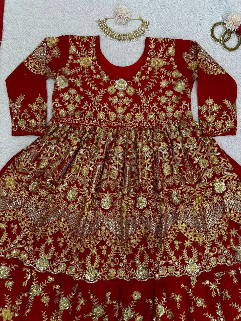 Party Wear Red Color Georgette Sequence Work Salwar Suit