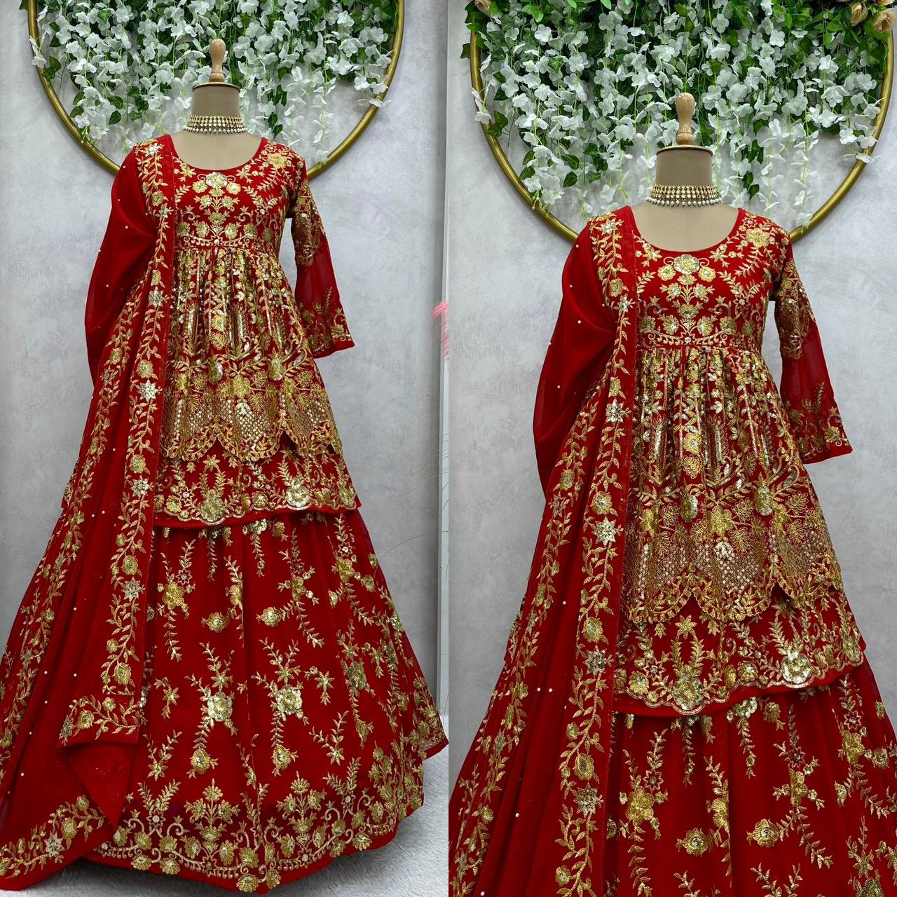 Party Wear Red Color Georgette Sequence Work Salwar Suit