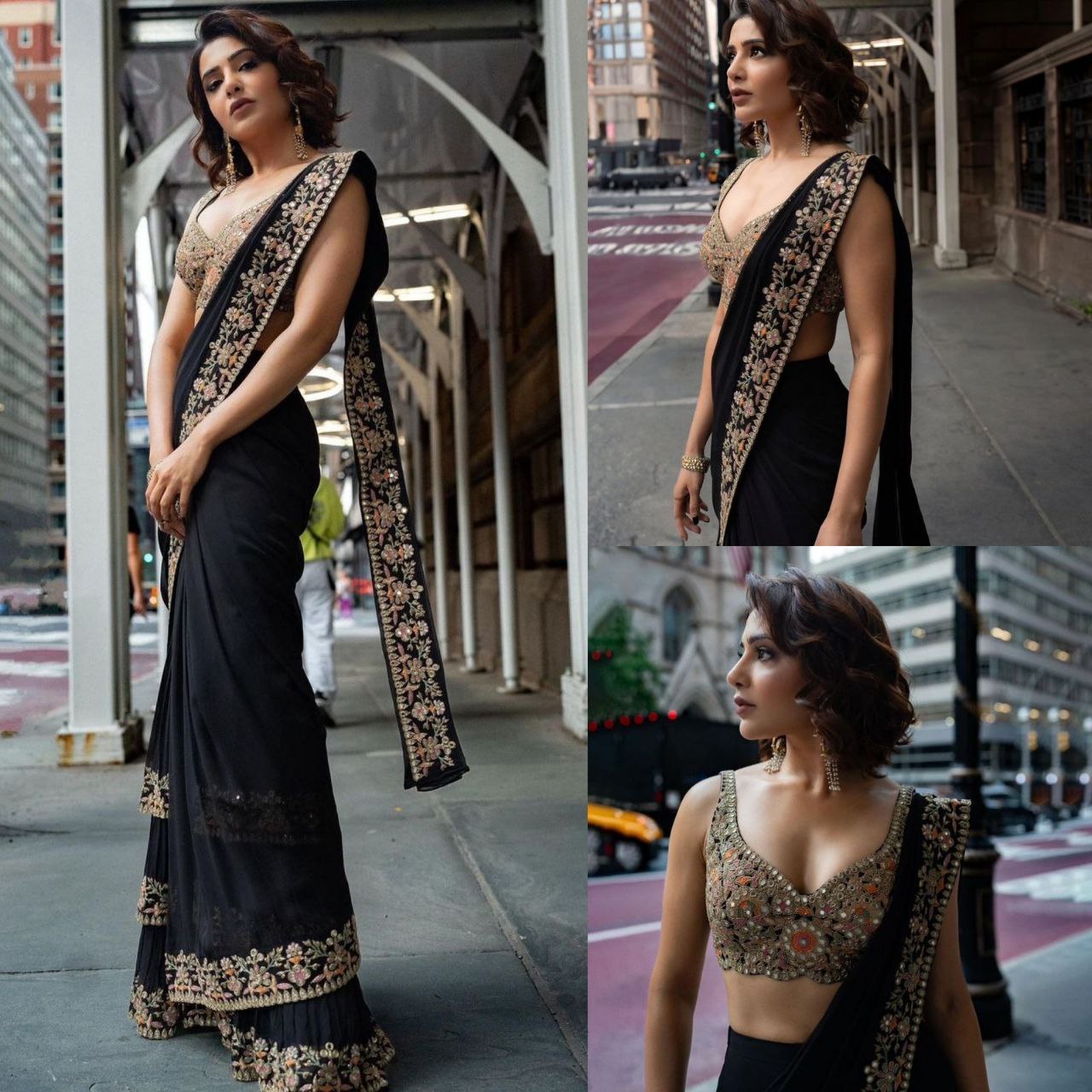 Beautiful Designer Black Color  Ruffle Saree with Thread & 9MM Sequence work