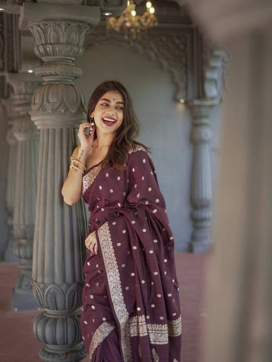 Linen Cotton Weaving Saree Blouse