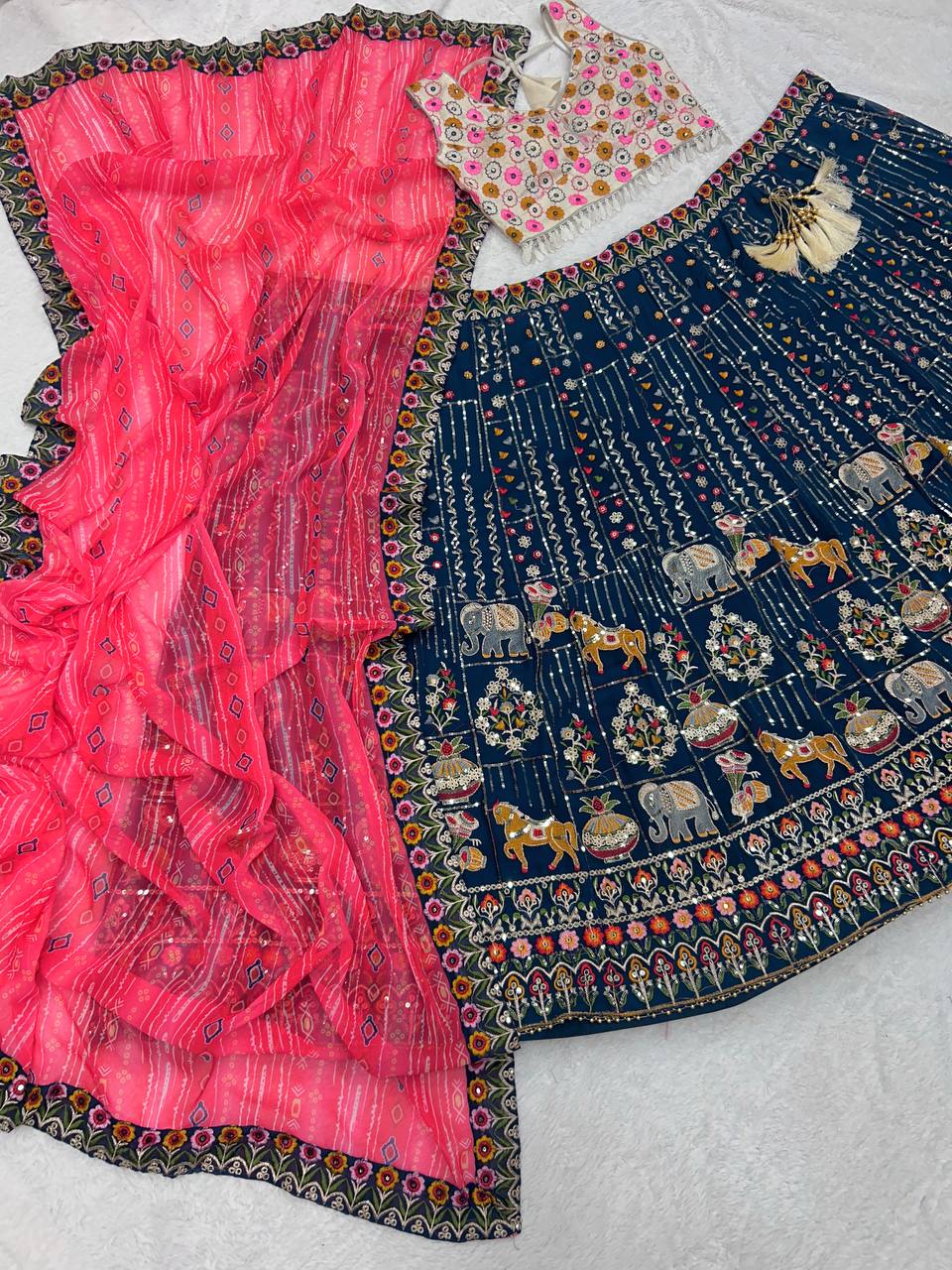 Best Quality Georgette Multi Thread Sequence Work Lehenga Choli