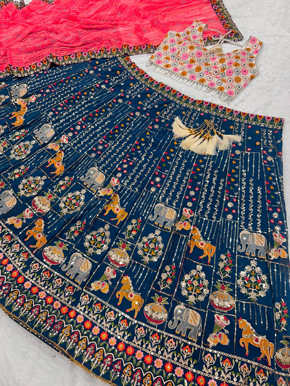 Best Quality Georgette Multi Thread Sequence Work Lehenga Choli